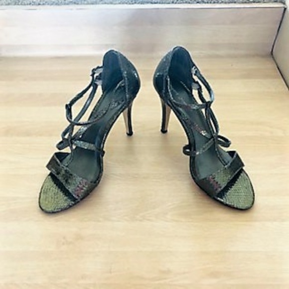 Pierre Dumas Metallic Gray High Heeled Sandals - Picture 2 of 8